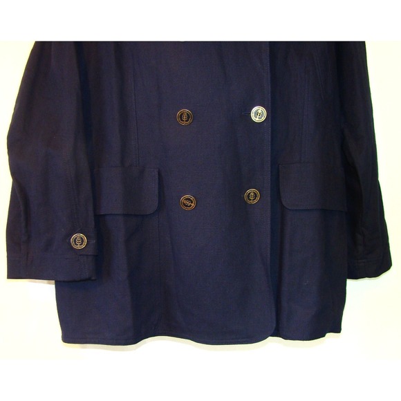 ESCADA SPORT WOMENS NAVY DOUBLE BREASTED GOLD BUTTON PEA COAT JACKET LARGE  D151 - Picture 4 of 10